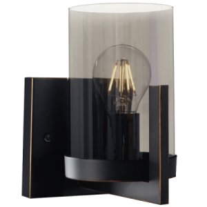 Brightstar WB804/1 Black Gold Metal Wall Bracket with Smoke Glass