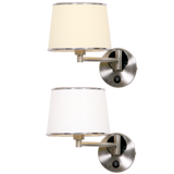 Brightstar WB894 Satin and Polished Chrome Swing Arm Wall Fitting with Switch and Cream/White Shade
