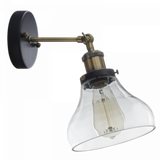 Brightstar Antique Brass Wall Bracket with Clear Glass and Adjustable Arm