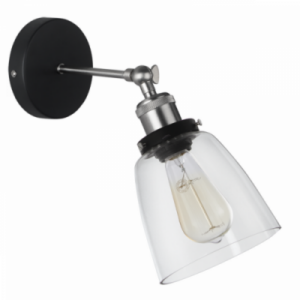 Brightstar WB921 Satin Chrome Wall Bracket with Clear Glass Shade