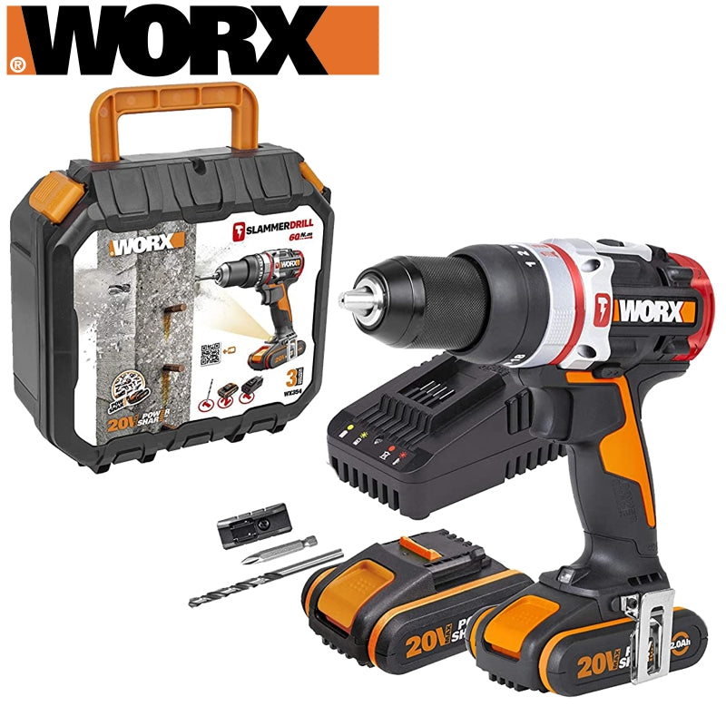 Hammer Drill 20V 60 Nm B/Less Slammer Jcr Worx