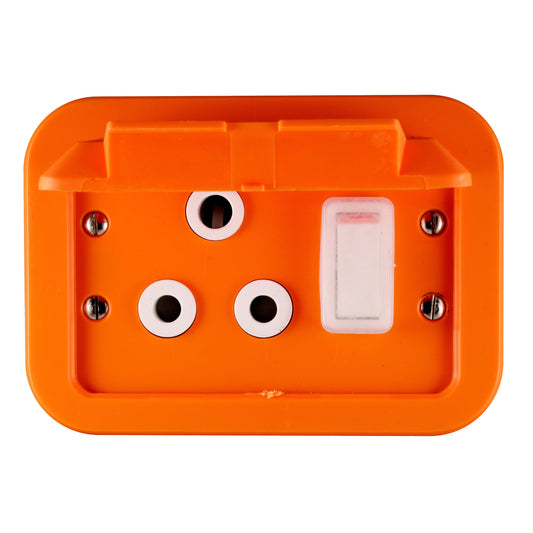Crabtree Industrial 16A Single Socket Metal Surface Box, Orange