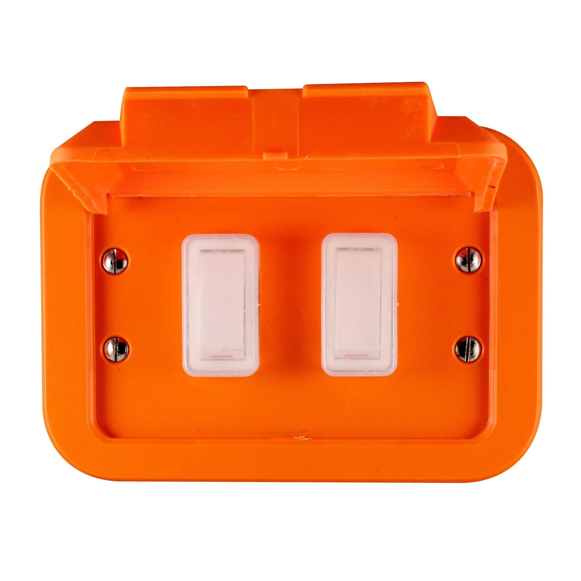 Crabtree Industrial 16A, 2 Lever, 1 Way, Metal Surface Box, Orange Weatherproof Switch Socket