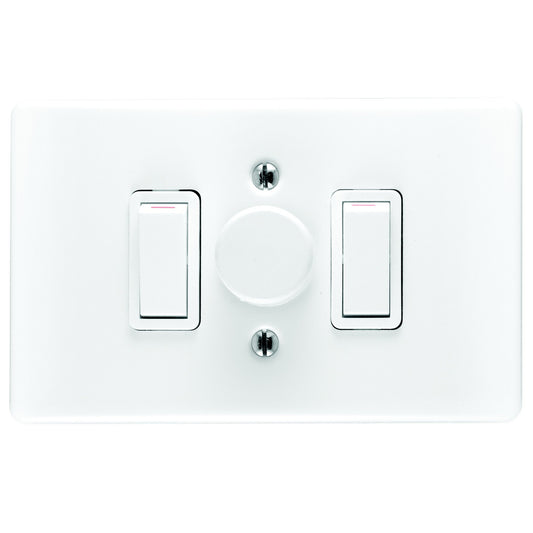 Crabtree Classic 800W Dimmer Switch with 2 Lever, 4x2 Cover Plate (White)