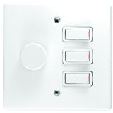 Crabtree Classic 600W Dimmer Switch with 3 Lever and 4x4 Cover, White