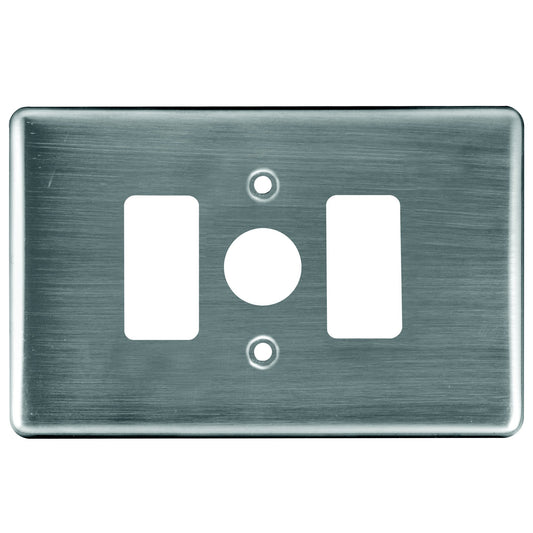 Crabtree Classic 4x2 Steel 2 Lever Dimmer Coverplate - Satin Chrome (100mm x 50mm)