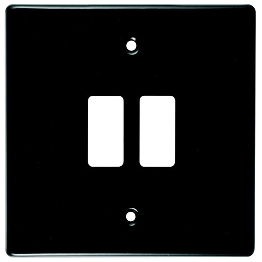 Crabtree Classic 2 Lever Double Pole Black Steel Coverplate (100mm x 100mm)