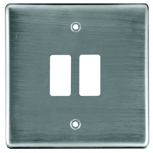 Crabtree Classic 2 Lever Steel Coverplate 4x4 - Satin Chrome