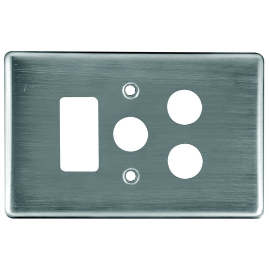 Crabtree Classic Vertical 4x2 Steel Single Socket Coverplate - Satin Chrome
