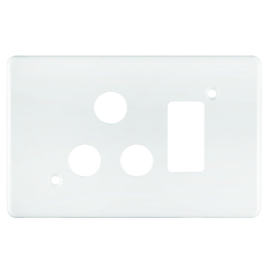 Crabtree Classic Horizontal Single Socket Steel Coverplate, 4x2, White