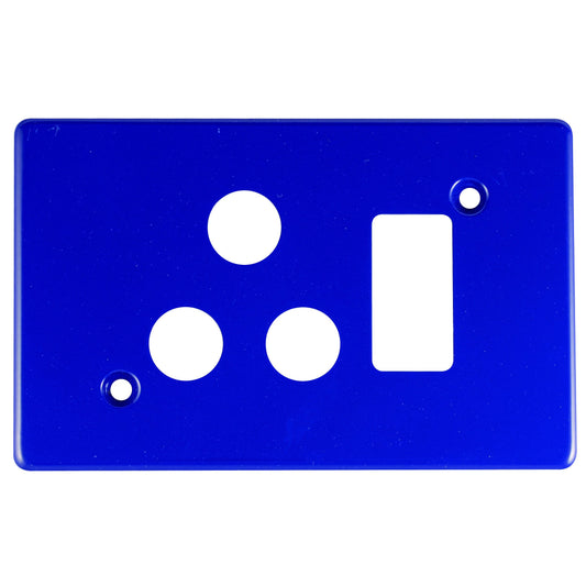 Crabtree Classic Single Socket Horizontal Coverplate - Steel, Blue (4X2) X6546H/107