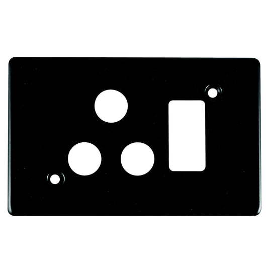 Crabtree Classic Horizontal Black Steel Single Socket Coverplate 4x2