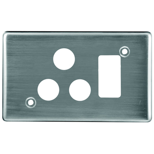 Crabtree Classic Single Socket Horizontal Coverplate, Steel, Satin Chrome (4x2)