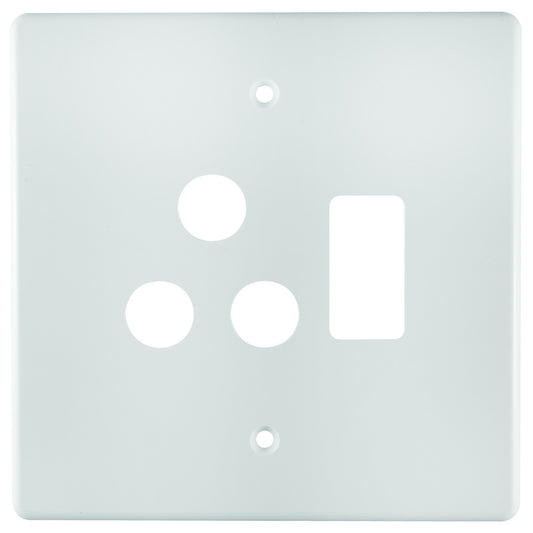 CRABTREE CLASSIC Single Socket Coverplate, Steel, White, 100mm x 100mm