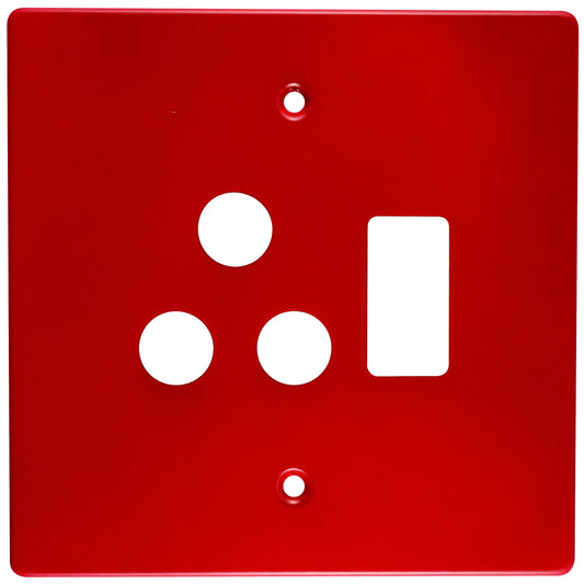 CRABTREE CLASSIC Red Steel Single Socket Coverplate 4X4