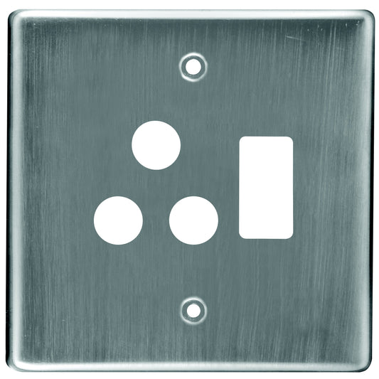 Crabtree Classic 4x4 Single Socket Steel Coverplate - Satin Chrome Finish