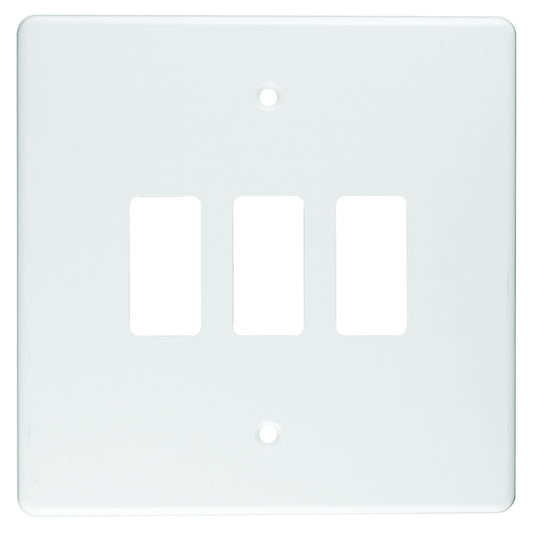 Crabtree Classic 3 Lever Steel Cover Plate 4x4, White