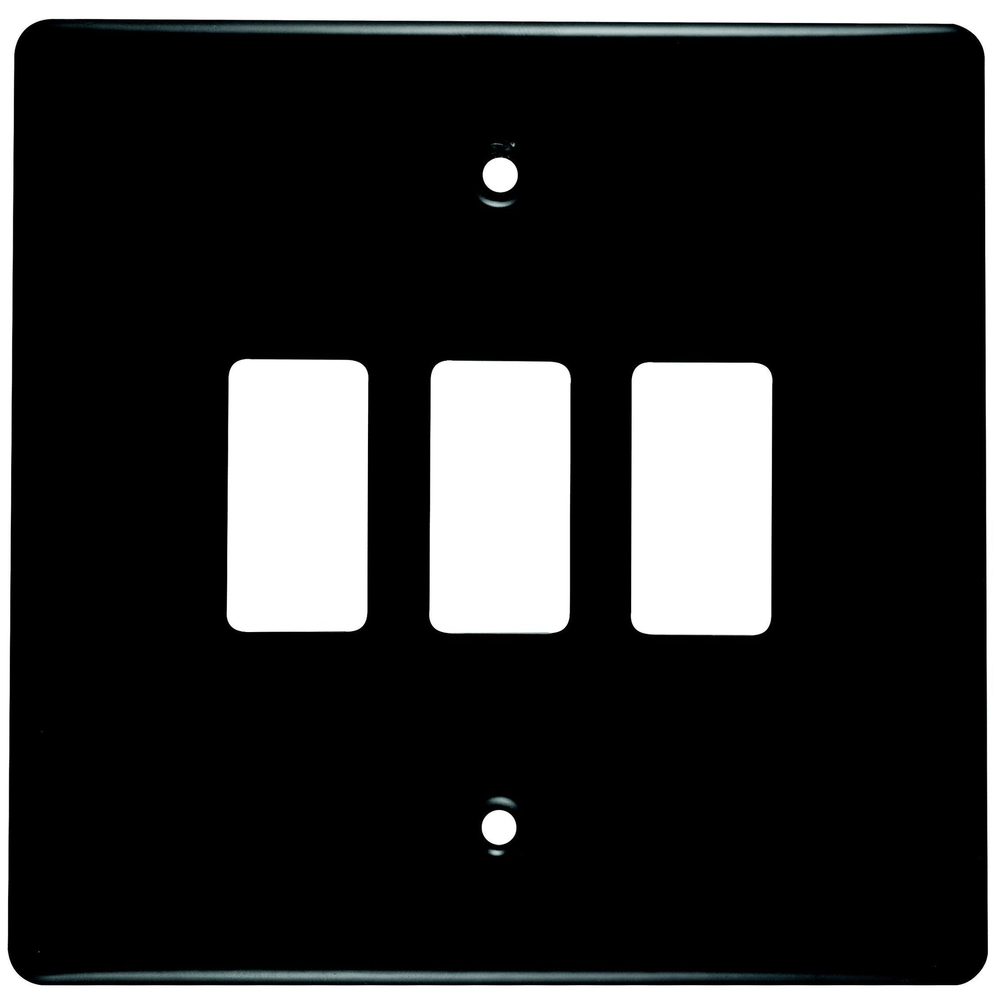 Crabtree Classic 3 Lever Steel Coverplate 4x4 - Black, 100mm x 100mm