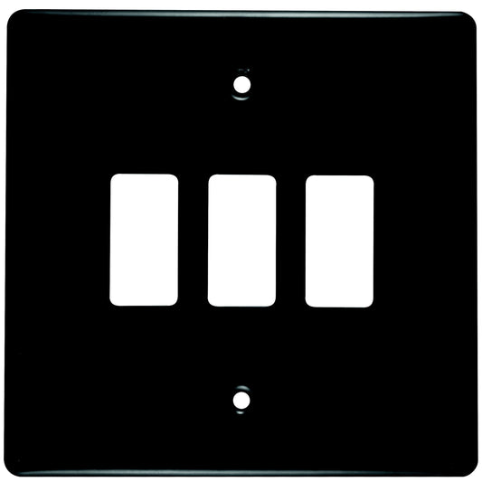 Crabtree Classic 3 Lever Steel Coverplate 4x4 - Black, 100mm x 100mm