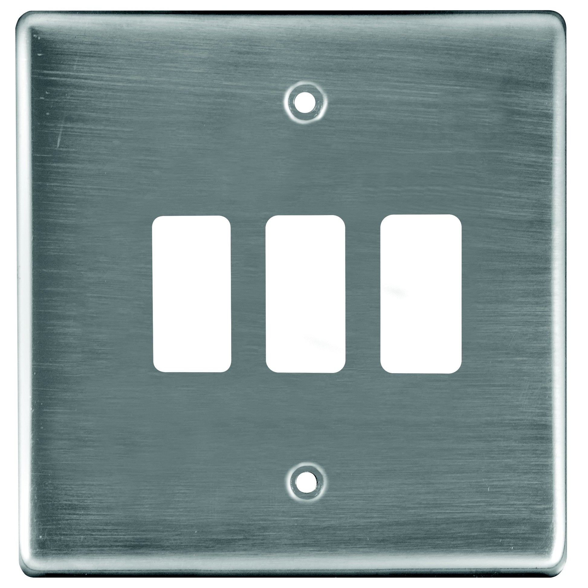 Crabtree Classic 4x4 Steel 3 Lever Coverplate - Satin Chrome (100mm x 100mm)