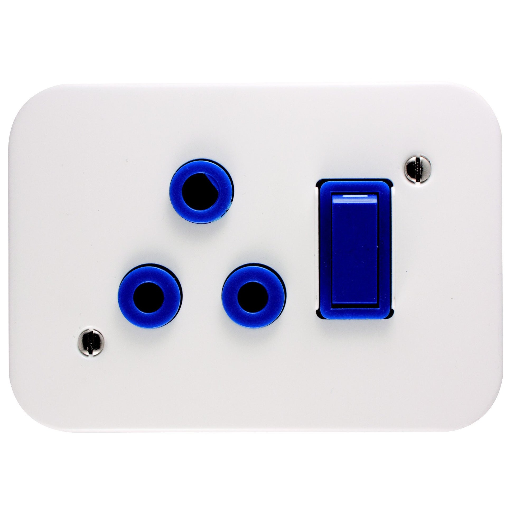 Crabtree Industrial 16A Blue Dedicated Single Socket with Steel Cover Plate (75mm x 83mm)