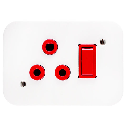 CRABTREE INDUSTRIAL 16A RED DEDICATED SINGLE SOCKET WITH COVER (75X83)