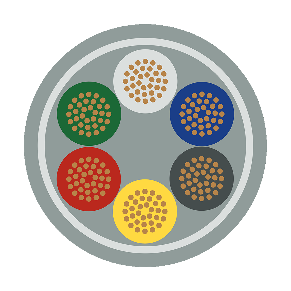 Mylar Control Cable – 1.5mm² × 3 Pair (6 Core), OAM/PVC, Grey, 300/500V – MYLAR1.5X6C