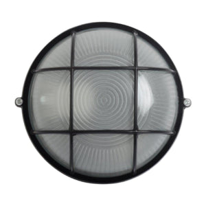 Starlit Small Black Round Outdoor Bulkhead Light E27 IP54