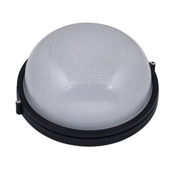 Starlit Large Black Round Outdoor Bulkhead Light with 1XE27 Holder and IP54 Rating