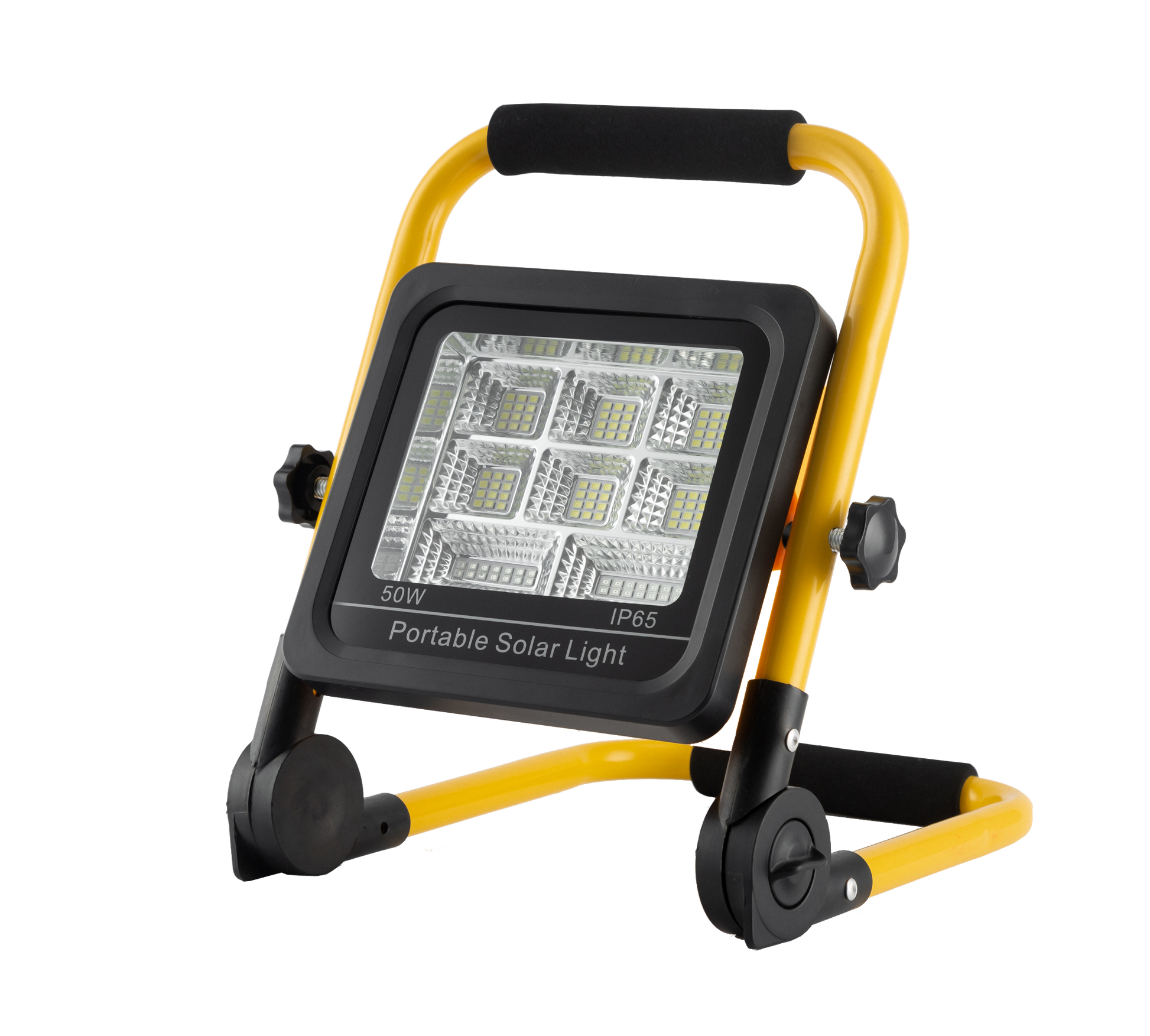 Starlit 50W Portable LED Solar Rechargeable Emergency Floodlight, Yellow, IP65, Daylight 6500K