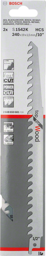 S 1542 K Top for Wood Reciprocating Saw Blade