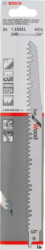 S 1531 L Top for Wood Reciprocating Saw Blade