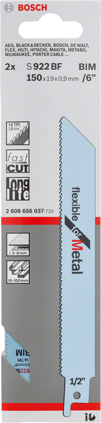 S 922 BF Flexible for Metal Reciprocating Saw Blade