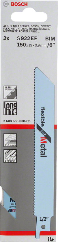 S 922 EF Flexible for Metal Reciprocating Saw Blade