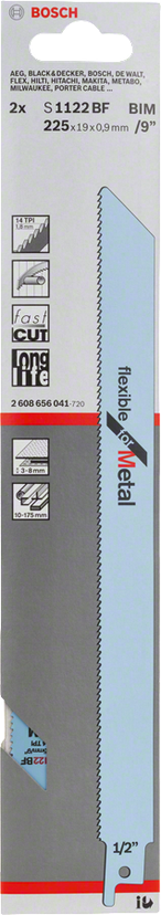 S 1122 BF Flexible for Metal Reciprocating Saw Blade