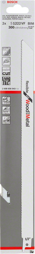 S 1222 VF Flexible for Wood and Metal Reciprocating Saw Blade