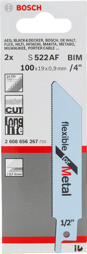 S 522 AF Flexible for Metal Reciprocating Saw Blade