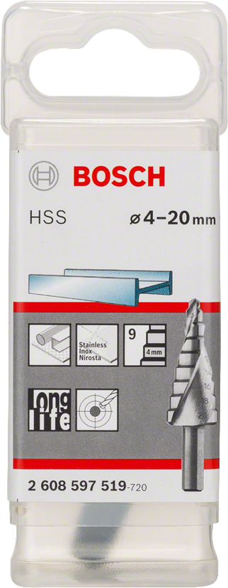 HSS Step Drill Bit, 3-flat Shank