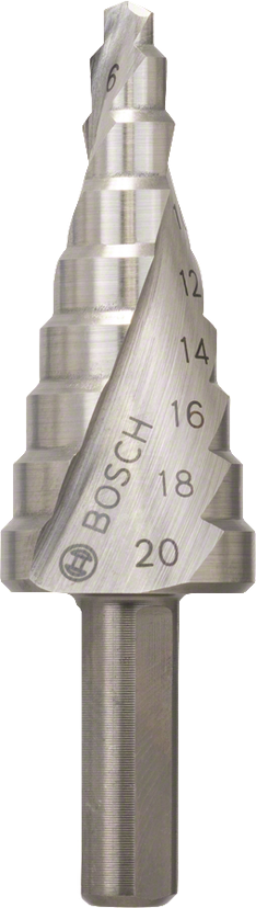 HSS Step Drill Bit, 3-flat Shank