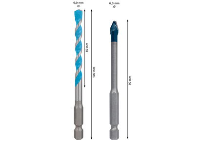 EXPERT HEX-9 Hard Ceramic and Multi Construction Drill Bit Set