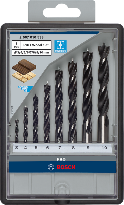 PRO Wood Brad Point Drill Bit Set