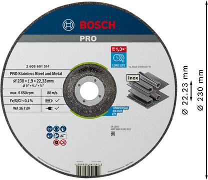 PRO Stainless Steel and Metal Bonded Cutting Disc