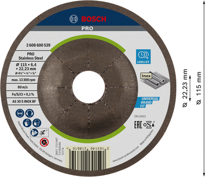 PRO Stainless Steel Bonded Grinding Disc