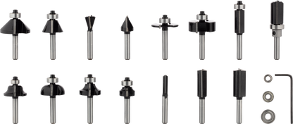 PRO Router Bit Mixed Set, 15 pcs