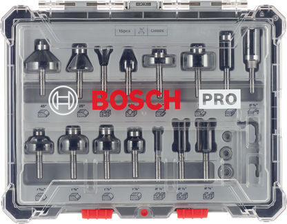 PRO Router Bit Mixed Set, 15 pcs
