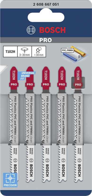 PRO Plastics PVC and PMMA clean T102H Jigsaw Blade